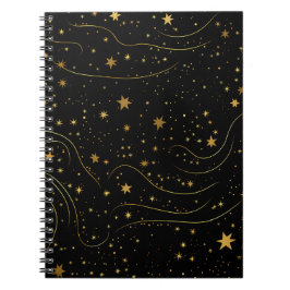 Elegantes Gold Starry Night Notebook Notizblock