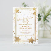 Elegantes Gold Stars Silvester Party Einladung (Stehend Vorderseite)