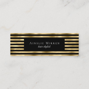 Elegantes Gold Stripe Muster Mini Visitenkarte