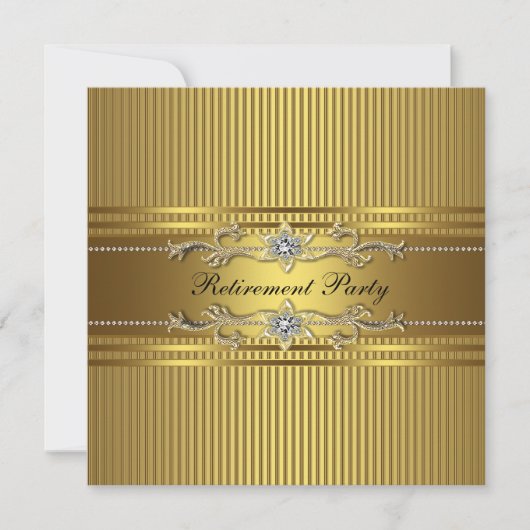 Elegantes Gold Stripe Retirement Party Einladung (Vorderseite)