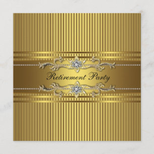 Elegantes Gold Stripe Retirement Party Einladung