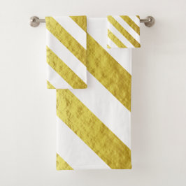 Elegantes Gold Stripes Muster Badhandtuch Set