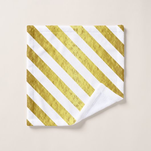 Elegantes Gold Stripes Muster Badhandtuch Set (Waschlappen)