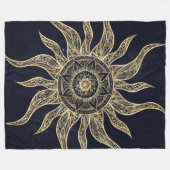 Elegantes Gold Sun Mandala Blauer Nebel Design Fleecedecke (Vorderseite (Horizontal))