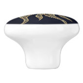 Elegantes Gold Sun Mandala Blauer Nebel Design Keramikknauf (Seitenansicht)