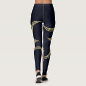 Elegantes Gold Sun Mandala Blauer Nebel Design Leggings (Rückseite)