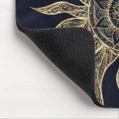 Elegantes Gold Sun Mandala Blauer Nebel Design Mousepad (Ecke)