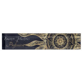 Elegantes Gold Sun Mandala Blauer Nebel Design Namensplakette (Vorderseite)
