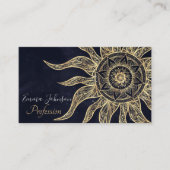 Elegantes Gold Sun Mandala Blauer Nebel Design Visitenkarte (Vorderseite)