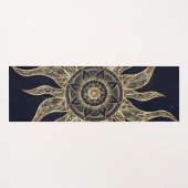 Elegantes Gold Sun Mandala Blauer Nebel Design Yogamatte (Rückseite (Horizontal))