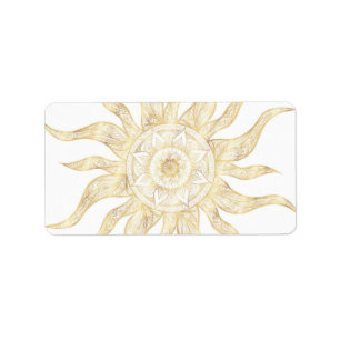 Elegantes Gold Sun Mandala Design Adressaufkleber