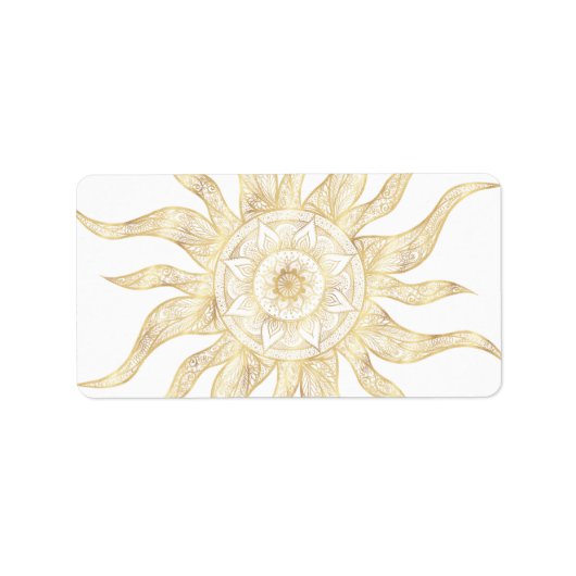 Elegantes Gold Sun Mandala Design Adressaufkleber (Vorne)