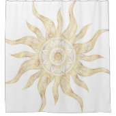 Elegantes Gold Sun Mandala Design Duschvorhang (Vorderseite)