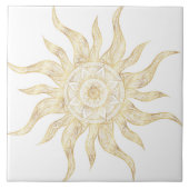 Elegantes Gold Sun Mandala Design Fliese (Vorderseite)