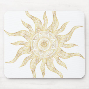 Elegantes Gold Sun Mandala Design Mousepad