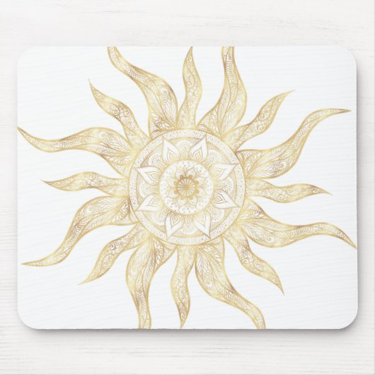 Elegantes Gold Sun Mandala Design Mousepad (Vorne)