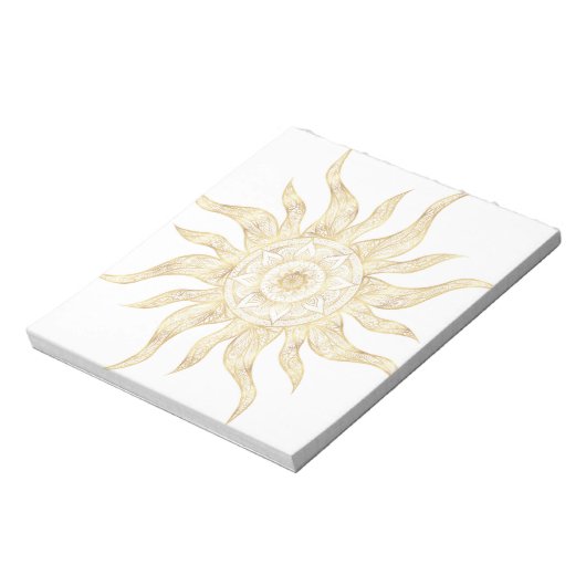 Elegantes Gold Sun Mandala Design Notizblock (Rotiert)