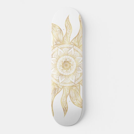 Elegantes Gold Sun Mandala Design Skateboard (Vorderseite)