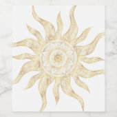 Elegantes Gold Sun Mandala Design Weinetikett (Einzelnes Label)