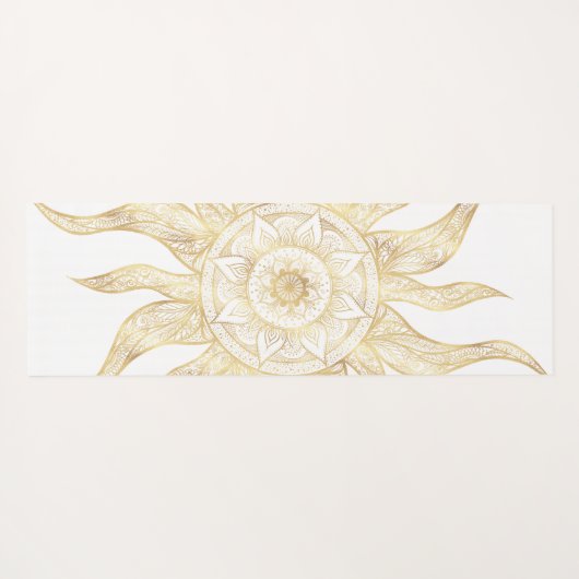 Elegantes Gold Sun Mandala Design Yogamatte (Rückseite (Horizontal))