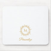 Elegantes Gold Sunburst Einfache Monogramm und Nam Mousepad (Vorne)