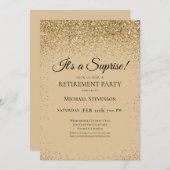 Elegantes Gold Surprise Retirement Party Einladung (Vorne/Hinten)
