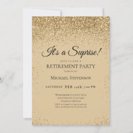Elegantes Gold Surprise Retirement Party Einladung