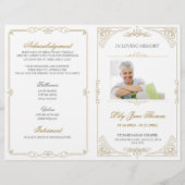 Elegantes Gold Swirl Beerdigung Programm | Farbe b Flyer (Vorne)