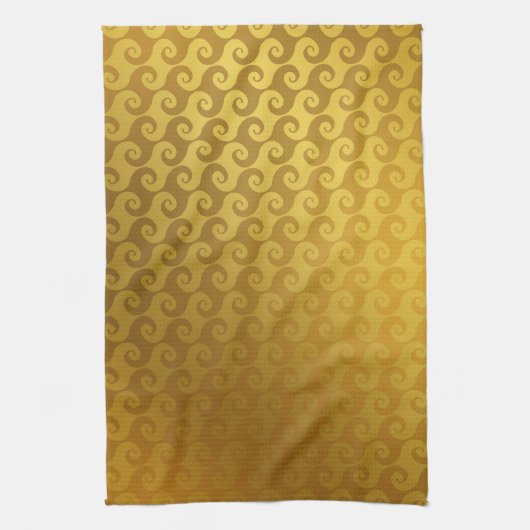 Elegantes Gold Swirl Design formales Essen Geschirrtuch (Vertikal)