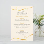 Elegantes Gold Swirl Dinner Menü | Editierbare Far (Stehend Vorderseite)
