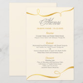 Elegantes Gold Swirl Dinner Menü | Editierbare Far (Vorne/Hinten)