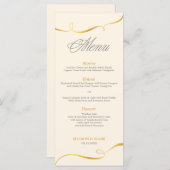 Elegantes Gold Swirl Dinner Menü | Editierbare Far Menükarte (Vorne/Hinten)