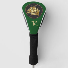 Elegantes Gold Tall Masted Ship mit Monogramm Golf Headcover