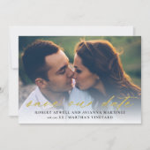 Elegantes Gold Text Foto Hochzeit Save The Date (Vorderseite)