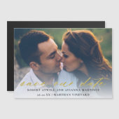 Elegantes Gold Text Foto Hochzeit speichern das Da Magneteinladung (Vorne/Hinten)