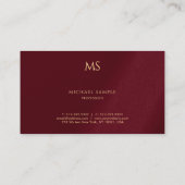 Elegantes Gold-Text-Monogramm Professionell Custom Visitenkarte (Rückseite)