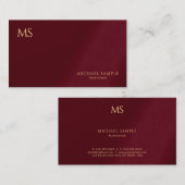 Elegantes Gold-Text-Monogramm Professionell Custom Visitenkarte (Vorne/Hinten)