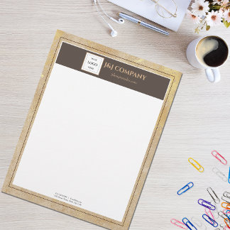 Elegantes Gold Texture Brown Frame Logo Briefbogen
