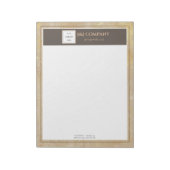 Elegantes Gold Texture Brown Frame Logo Notizblock (Rotiert)