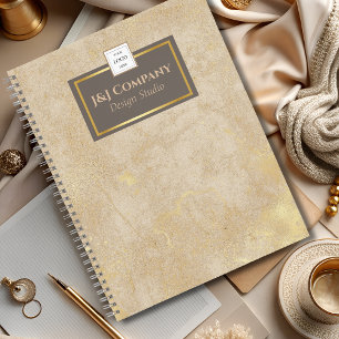 Elegantes Gold Texture Brown Frame Logo Notizblock