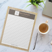 Elegantes Gold Texture Brown Frame Logo Notizblock