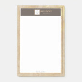 Elegantes Gold Texture Brown Frame Logo Post-it Klebezettel (Vorderseite)