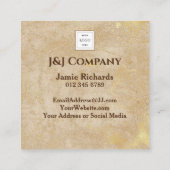 Elegantes Gold Texture Brown Frame Logo Quadratische Visitenkarte (Rückseite)