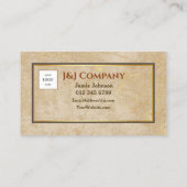 Elegantes Gold Texture Brown Frame Logo Visitenkarte (Rückseite)