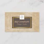 Elegantes Gold Texture Brown Frame Logo Visitenkarte (Vorderseite)