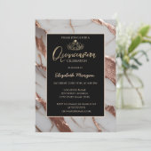 Elegantes Gold Tiara, trendiger Kupfer-Glitzer-Mar Einladung (Stehend Vorderseite)