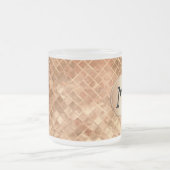 Elegantes Gold-Tile-Muster der Rose mit Monogramm Mattglastasse (Mittel)