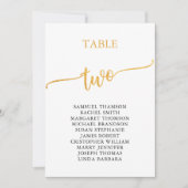 Elegantes Gold Tischnummer 2 Sitzplan (Vorderseite)