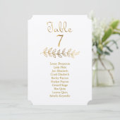 Elegantes Gold Tischnummer 7 Seating Chart Ticket (Stehend Vorderseite)