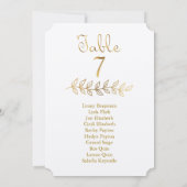 Elegantes Gold Tischnummer 7 Seating Chart Ticket (Rückseite)